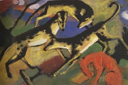 Franz Marc Playing Dogs (mk34) china oil painting image
